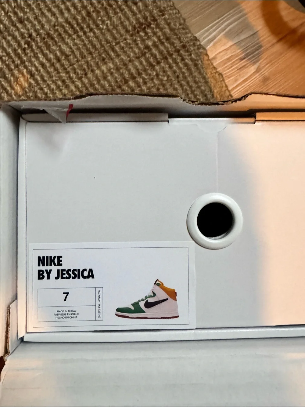 Nike Dunk High-Tops in White / Green / Yellow